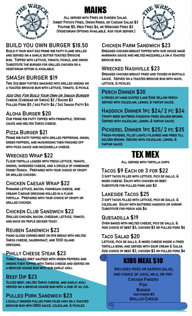 Mains menu