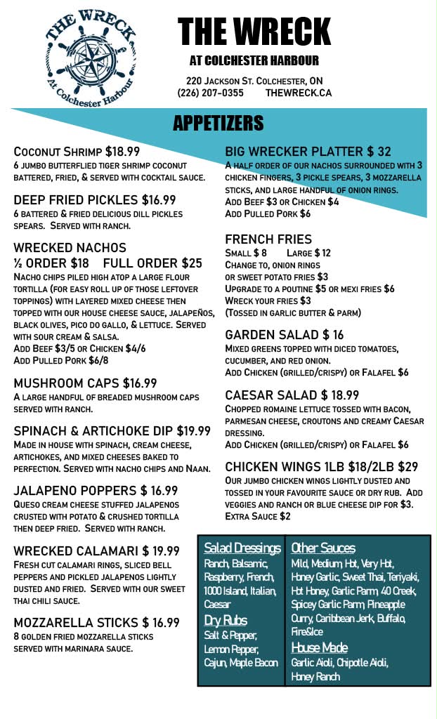Appetizers menu